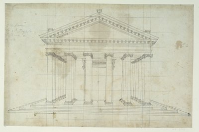 The Second Temple of Diana, ca. 1635 (penn og blekk på papir) av Inigo Jones
