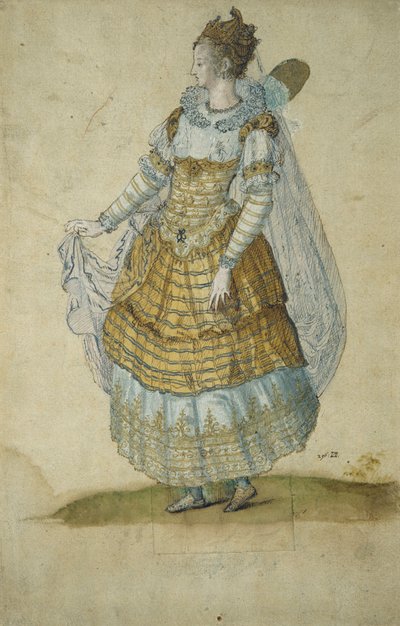 Bevinget maske (akvarell på papir) av Inigo Jones