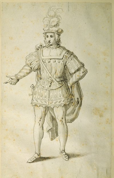 Ungdom i eldgammel britisk drakt, ca. 1611 (penn og blekk på papir) av Inigo Jones