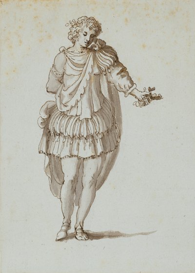 Zephyrus (penn og blekk på papir) av Inigo Jones