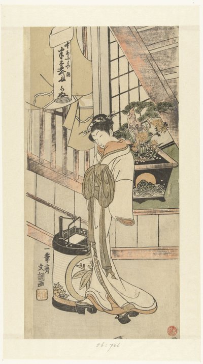 Kurtisane Handayu fra Naka-omi-huset av Ippitsusai Bunchō