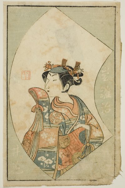 Skuespilleren Arashi Hinaji, fra "A Picture Book of Stage Fans (Ehon butai ogi)" av Ippitsusai Bunchō