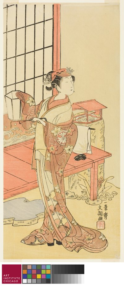 Tee c and r Segawa Kiku no Onna Bra, muligens a s P Hayashi s Ayaori-medlem Te Py Nå i full gang Genji Suehiro av Ippitsusai Bunchō