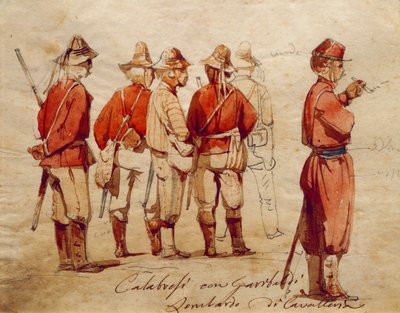 Kalabriske hærsoldater under Expedition of the Thousand, illustrasjon av Ippolito Caffi av Ippolito Caffi