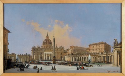 Pavelig velsignelse på Piazza San Pietro av Ippolito Caffi