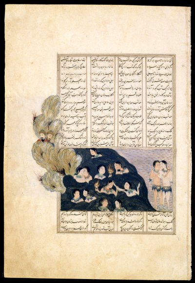 Iskander ser på sirenene. Manuskriptbelysning fra eposet Iskandar-nameh av Iranian Master
