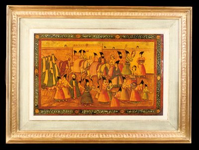 En av et par malte paneler, Qajar Iran, 1850-75 av Iranian School