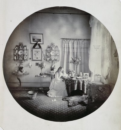 Interiør i Muckross House, ca. 1865 (albumtrykk) av Irish Photographer