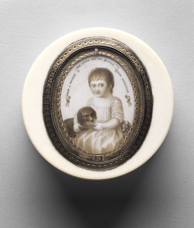 Eske med portrett av en gutt, ca. 1790 (sepia på elfenben av Irish School