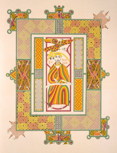 Saint John the Evangelist, fra en faksimilekopi av Evangeliene til Mac Regol, utgitt av Day & Son av Irish School
