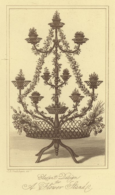 Elegant design for et blomsterstativ (gravering) av Isaac (after) Cruikshank