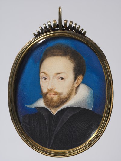 Portrait of a Man, ca. 1615 (akvarell på kort i en senere forgylt sølvramme) av Isaac (after) Oliver