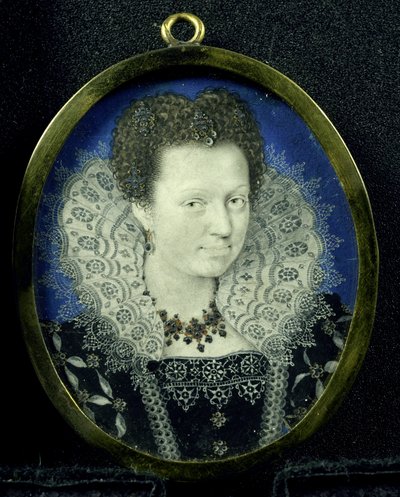 Portrait of a Woman, ca. 1600-17 (pergament, metall og glass) av Isaac (attr. to) Oliver