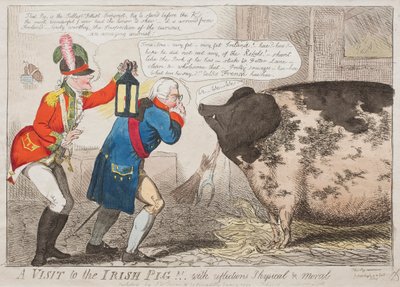 Et besøk til den irske grisen!! Med refleksjoner Fysisk og moralsk av Isaac Cruikshank