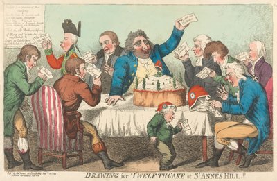 Zeichnung für den Zwölften-Kuchen in St. Annes Hill av Isaac Cruikshank