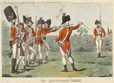 The Awkward Squad, 1793 (farget etsning) av Isaac Cruikshank
