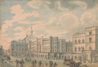 Utsikt over Houses of Lords and Commons fra Old Palace Yard av Isaac Cruikshank