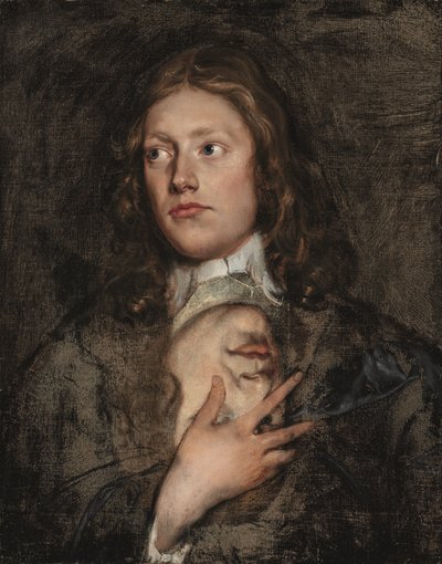 Portrett av en herre, til byste, med et ytterligere portrett under (olje på lerret) av Isaac Fuller