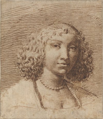 Ung kvinne med et perlekjede av Isaac Fuller
