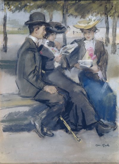 I Bois de Boulogne nær Paris av Isaac Israels (signed by artist)
