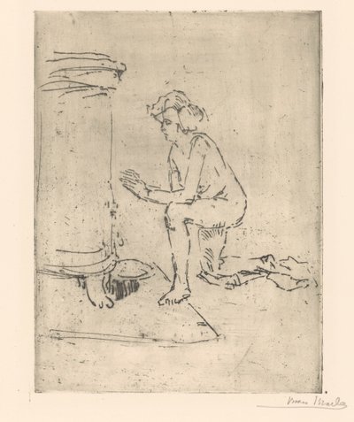 Knestående modell for komfyr av Isaac Israels (signed by artist)