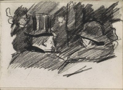 Mann og kvinne med hatt, sett bakfra av Isaac Israels