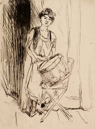 Damen med trommelen (etsing) av Isaac Israels