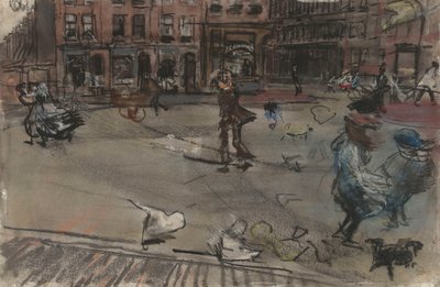 Vindkast på Dapperplein i Amsterdam av Isaac Israels