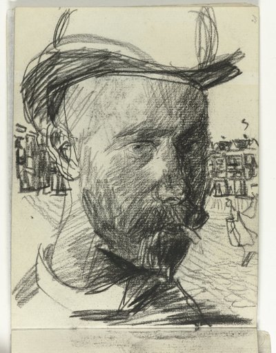 Selvportrett av Isaac Israels, røyker av Isaac Israels