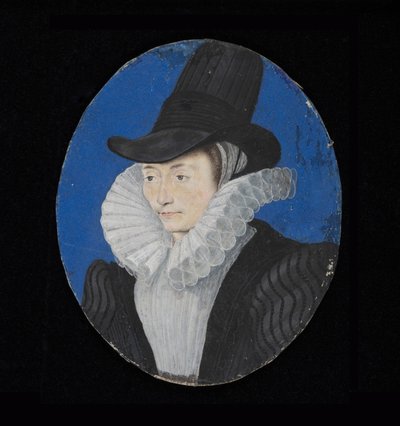 Portrettminiatyr av en ukjent dame, ca. 1590 (wc på vellum) av Isaac Oliver