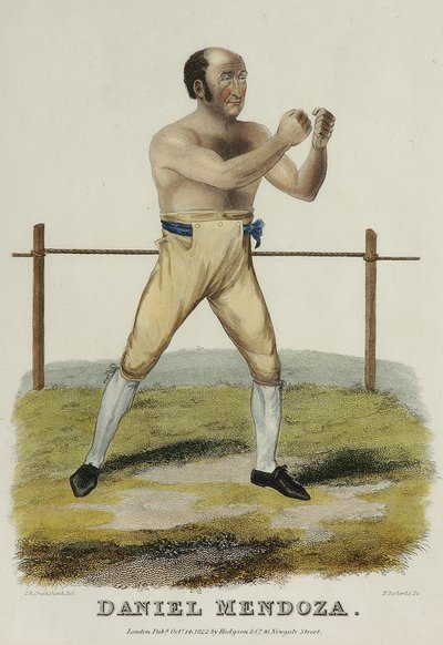 Daniel Mendoza, gravert av P. Roberts, utgitt i 1822 (farget gravering) av Isaac Robert (after) Cruikshank