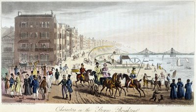 Characters on the Brighton - i "" The English Spy"" av Charles Molloy Westmacott, tegning av Robert Cruikshank, London Edition av Isaac Robert Cruikshank