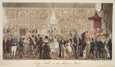 City Ball at the Mansion House, fra The English Spy, pub. 1824 (håndfarget gravering) av Isaac Robert Cruikshank