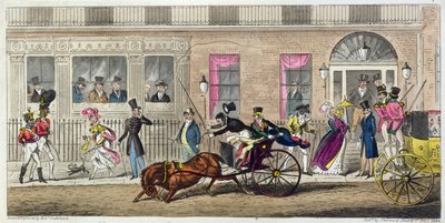 Eksteriør av Fishmongers Hall, a Regular Break Down, 1824 (akvatint) av Isaac Robert Cruikshank