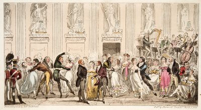 The Cyprians Ball at the Argyle Rooms, fra The English Spy, pub. 1824 (håndfarget gravering) av Isaac Robert Cruikshank