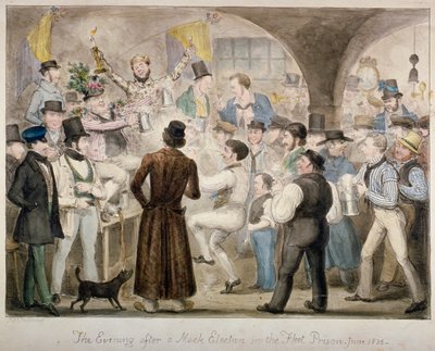'Kvelden etter et falsk valg i Fleet Prison, juni 1835' av Isaac Robert Cruikshank