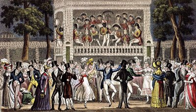En ball i Vauxhall garden i London ca. 1830, gravering av Isaac Robert & George (1792 1878) Cruikshank