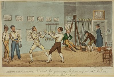 Art of Self Defense (farge litho) av Isaac Robert and George Cruikshank