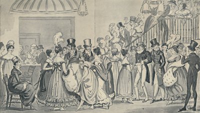 In the Saloon at Covent Garden, 1821, 1920. Kunstnere: Isaac Robert Cruikshank, George Cruikshank. av Isaac, Robert and George Cruikshank