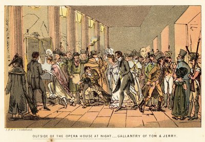 Utenfor operahuset om natten av Isaac, Robert and George Cruikshank