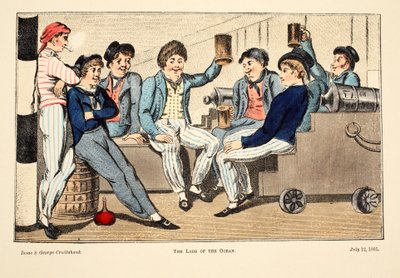 The Lads of the Ocean, 1805 (håndfarget gravering) av Isaac, Robert and George Cruikshank