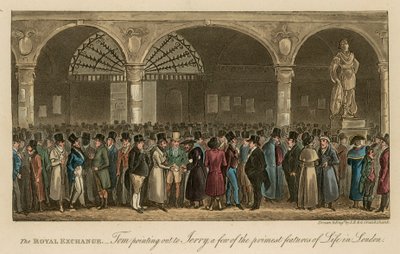 The Royal Exchange: Tom påpeker for Jerry noen av de viktigste trekk ved livet i London av Isaac, Robert and George Cruikshank