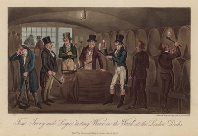 Tom, Jerry og Logic «smaker» vin i skogen ved havnen i London av Isaac, Robert and George Cruikshank