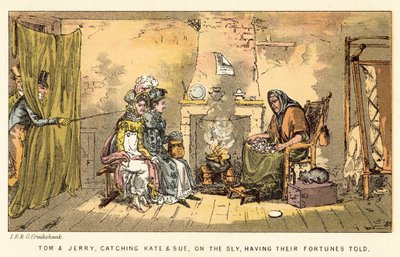Tom og Jerry fanger Kate og Sue på lur, og får sin formue fortalt av Isaac, Robert and George Cruikshank