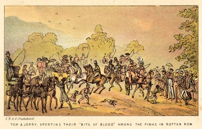 Tom og Jerry, med Bits of Blood blant de rosa i Rotten Row av Isaac, Robert and George Cruikshank