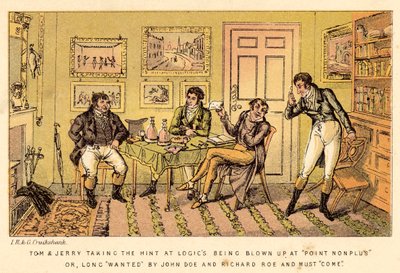 Tom og Jerry tar hintet om at Logics blir sprengt i Point Nonplus eller, lenge ønsket av John? av Isaac, Robert and George Cruikshank