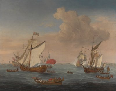 Skip i Themsens elvemunning nær Sheerness av Isaac Sailmaker