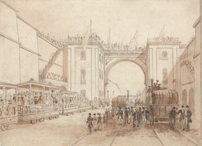 Åpning av Liverpool og Manchester Railway av Isaac Shaw