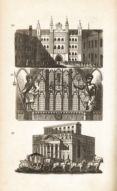 London Guildhall, Gog og Magog og Mansion House av Isaac Taylor