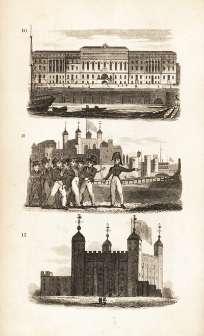 Custom House, Pressegjengen og Tower of London av Isaac Taylor